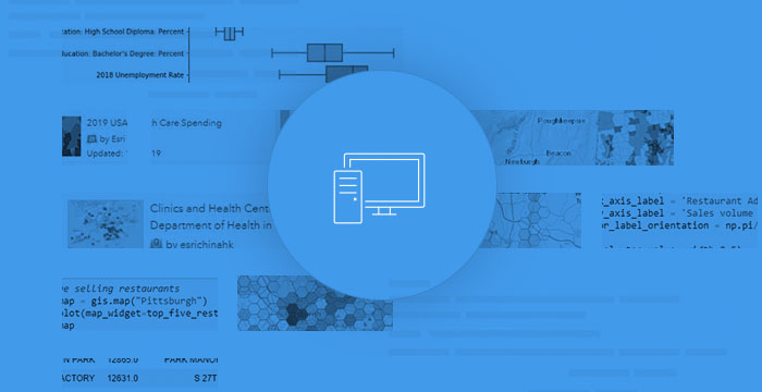 Python code in a Jupyter notebook showing maps, graphs and analyses.